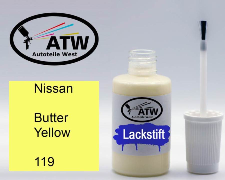 Nissan, Butter Yellow, 119: 20ml Lackstift, von ATW Autoteile West.